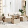 vidaXL 6-delige Loungeset met kussens poly rattan beige