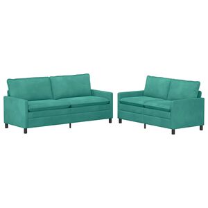 vidaXL Bankstel 2 st Turquoise Fluweel