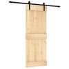 vidaXL Schuifdeur Naturel en Zwart 80 x 210 cm Massief Grenenhout