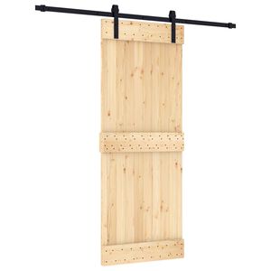 vidaXL Schuifdeur Naturel en Zwart 80 x 210 cm Massief Grenenhout