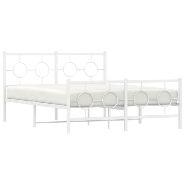vidaXL Bedframe met hoofd- en voeteneinde metaal wit 140x190 cm