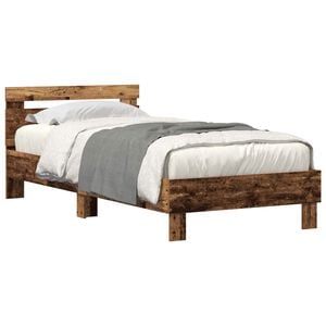 vidaXL Bedframe met hoofdeinde Oudhout 100 x 200 cm Bewerkt hout