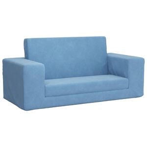 vidaXL Kinderslaapbank 2-zits zacht pluche blauw