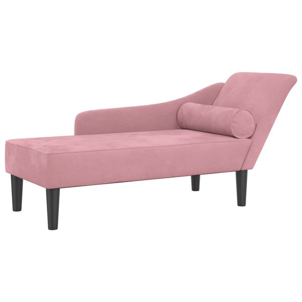 vidaXL Chaise longue met kussens fluweel roze