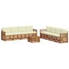 vidaXL Sofa-Sets 9 pcs Natuurlijk en Cr&egrave;me Massief Acaciahout