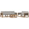 vidaXL Buiten bankenset met kussen 6 pcs Naturel en lichtgrijs