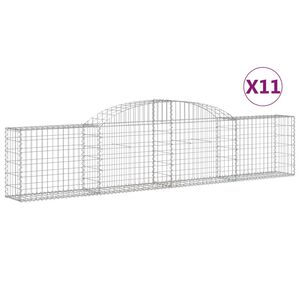 vidaXL Schanskorven 11 st gewelfd 300x30x60/80 cm gegalvaniseerd ijzer