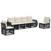 vidaXL Tuinbankenset 6 pcs Zwart en Cream Wit poly rattan