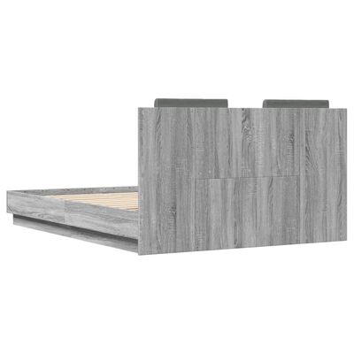 vidaXL Bedframe met hoofdeinde grijs sonoma eiken 135x190 cm