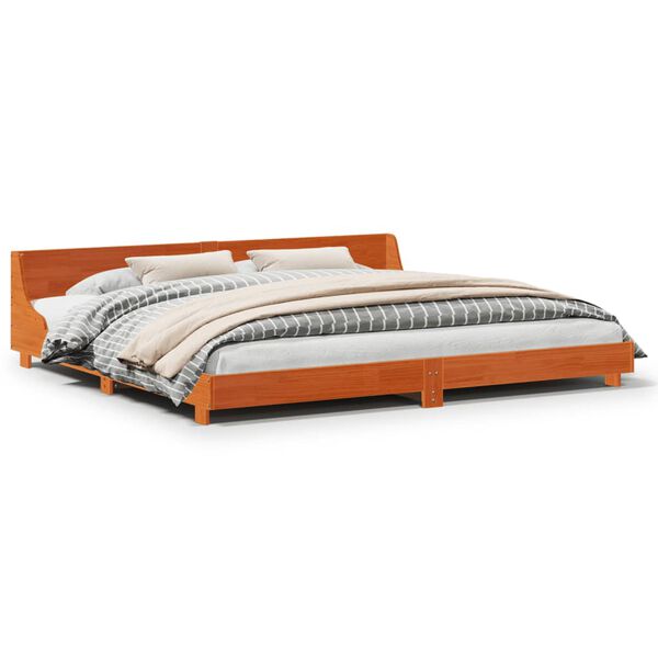 vidaXL Bedframe zonder matras massief grenenhout wasbruin 180x200 cm
