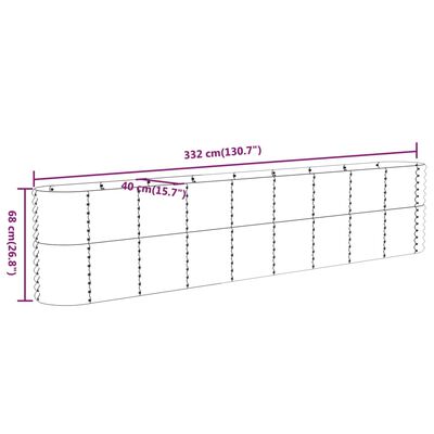 vidaXL Plantenbak 332x40x68 cm gepoedercoat staal groen