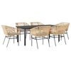 vidaXL 7-delige Tuinset met kussens poly rattan glas bruin