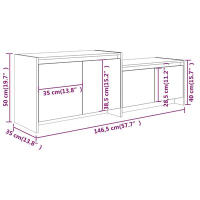 vidaXL Tv-meubel 146,5x35x50 cm bewerkt hout grijs sonoma eikenkleurig