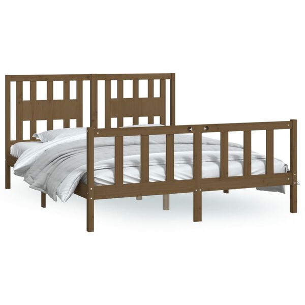 vidaXL Bedframe met hoofdbord grenenhout honingbruin 160x200 cm