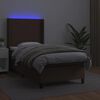 vidaXL Boxspring met matras en LED kunstleer bruin 90x200 cm