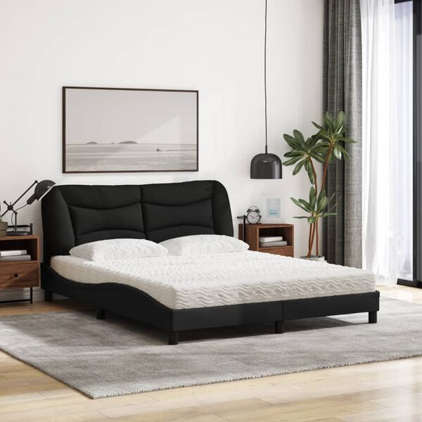 vidaXL Bed met matras "Hvar" stof zwart 160x200 cm