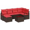 vidaXL Bankstel 7 st Bruin en Rood poly rattan