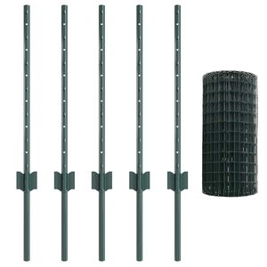 vidaXL Euro-hek met palen 10 x 0,6 m PVC-Coated Staal Groen Mesh