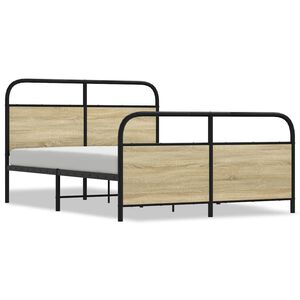 vidaXL Bedframe zonder matras metaal sonoma eikenkleurig 137x190 cm