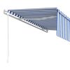 vidaXL Luifel automatisch uittrekbaar met rolgordijn 5x3m blauw en wit