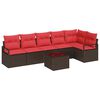 vidaXL Tuinbankenset 7 st Bruin en Rood poly rattan