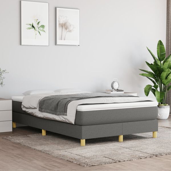 vidaXL Boxspring met matras stof donkergrijs 120x190 cm