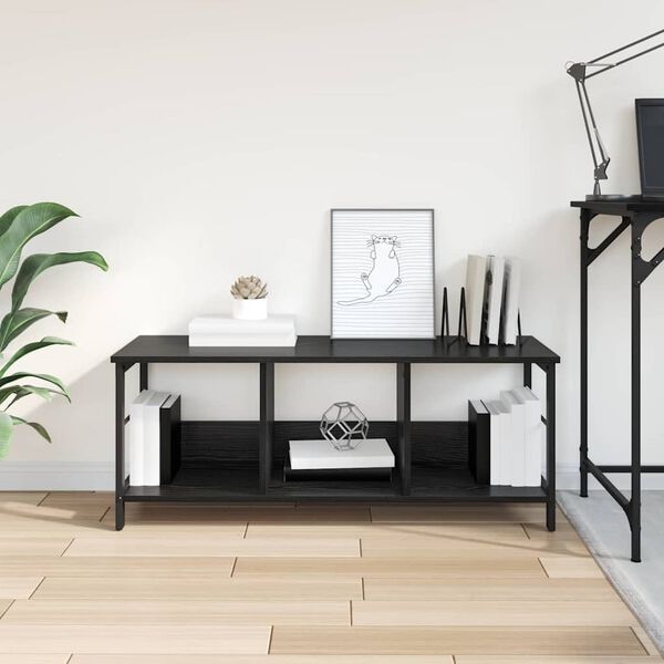 vidaXL Boekenkast Zwart Eiken 102 x 32 x 40,5 cm Bewerkt hout