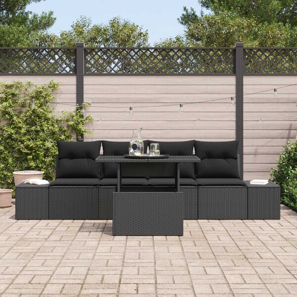 vidaXL Tuin Sofa Set 5 pcs Zwart poly rattan & Gepoedercoat staal