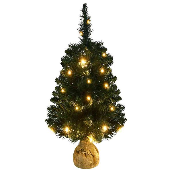 vidaXL Kunstkerstboom met verlichting en standaard 90 cm PVC groen