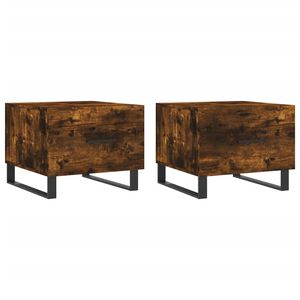 vidaXL Salontafels 2 st 50x50x40 cm bewerkt hout gerookt eikenkleurig