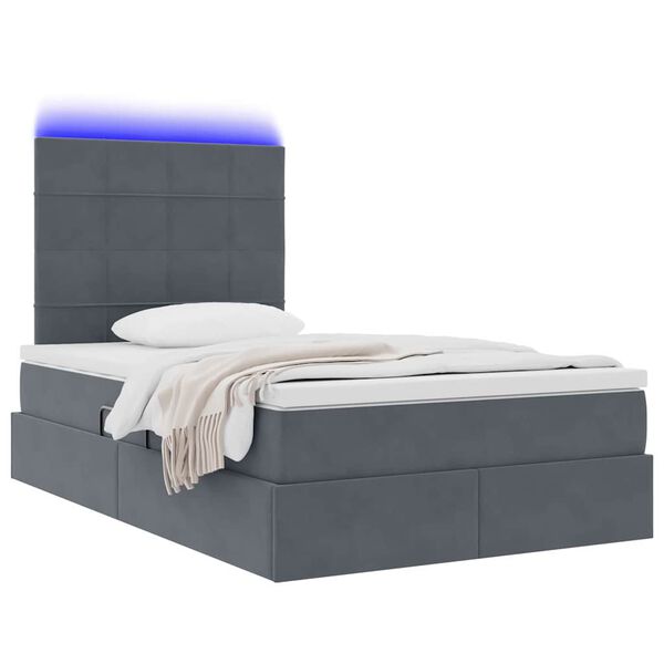 vidaXL Opbergbed met LED met matras Donkergrijs 120 x 200 cm Fluweel