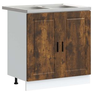 vidaXL Wastafel onderkast met opslag Porto 2 pcs Bruin Bewerkt hout