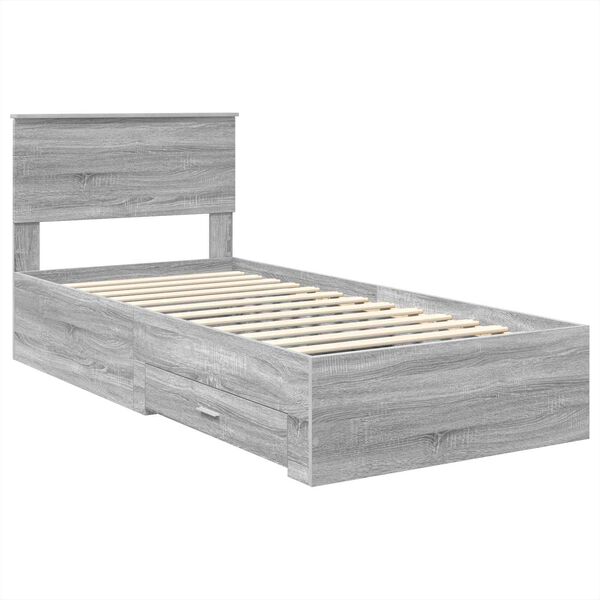 vidaXL Bedframe met hoofdeinde Grijs Sonoma 90 x 200 cm Bewerkt hout