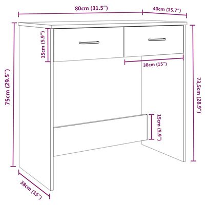 vidaXL Bureau 80x40x75 cm bewerkt hout grijs sonoma eikenkleurig