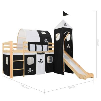 vidaXL Kinderhoogslaper met glijbaan en ladder 97x208 cm grenenhout