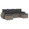 vidaXL 6-delige Loungeset met kussens poly rattan grijs