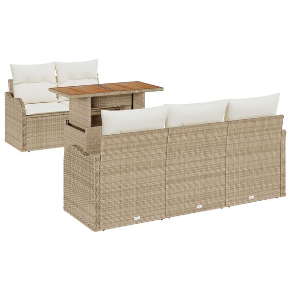 vidaXL Tuin Sofa Set met opslag 6 pcs Beige Poly riet