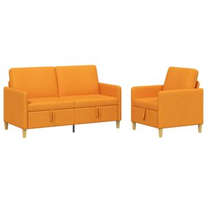 vidaXL Bankenset met opbergruimte 2 st Donkergeel Polyester