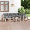 vidaXL 8-delige Loungeset met kussens pallet grenenhout