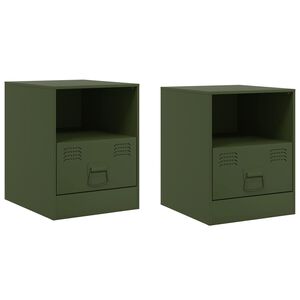 vidaXL Nachtkastjes 2 st 34,5x39x44 cm staal olijfgroen