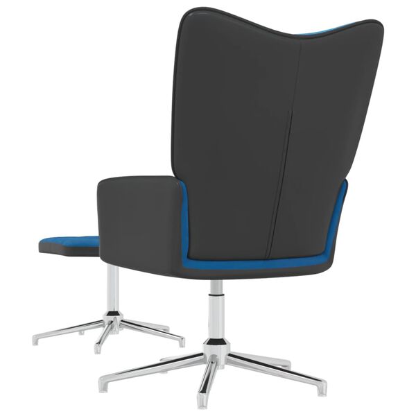 vidaXL Relaxstoel met voetenbank fluweel en PVC blauw