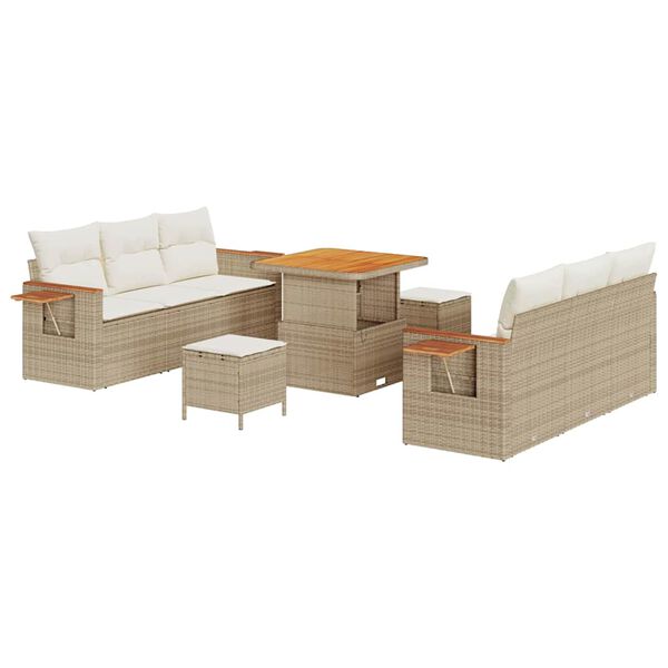 vidaXL Tuin Sofa Set met kussen 9 pcs beige en cr&egrave;mekleurig
