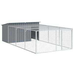 vidaXL Hondenhok met ren antraciet 197x396x110 cm gegalvaniseerd staal