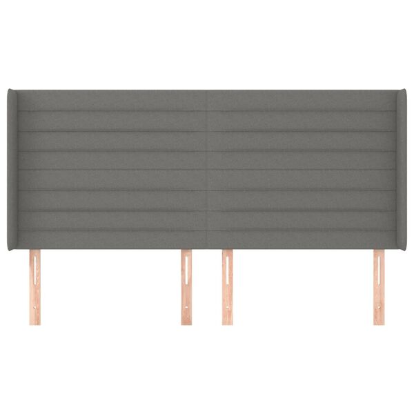 vidaXL Hoofdbord met randen 163x16x118/128 cm stof donkergrijs