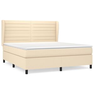 vidaXL Boxspring met matras stof cr&egrave;mekleurig 180x200 cm