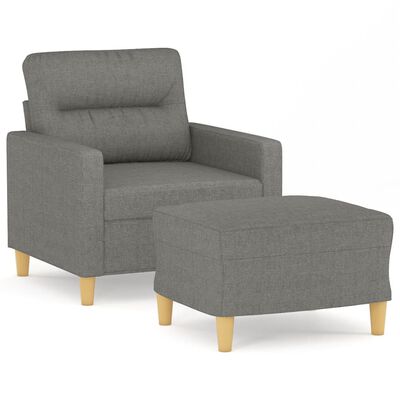 vidaXL Fauteuil met voetenbank 60 cm stof donkergrijs