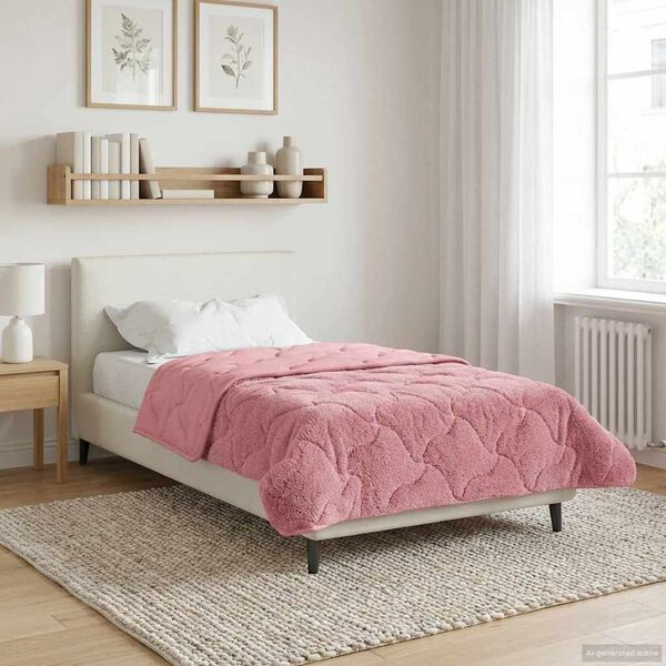 vidaXL Vol jaar dekbed Roze 140 x 220 cm Microfiber en Teddy fleece
