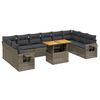 vidaXL 11-delige Loungeset met kussens poly rattan grijs