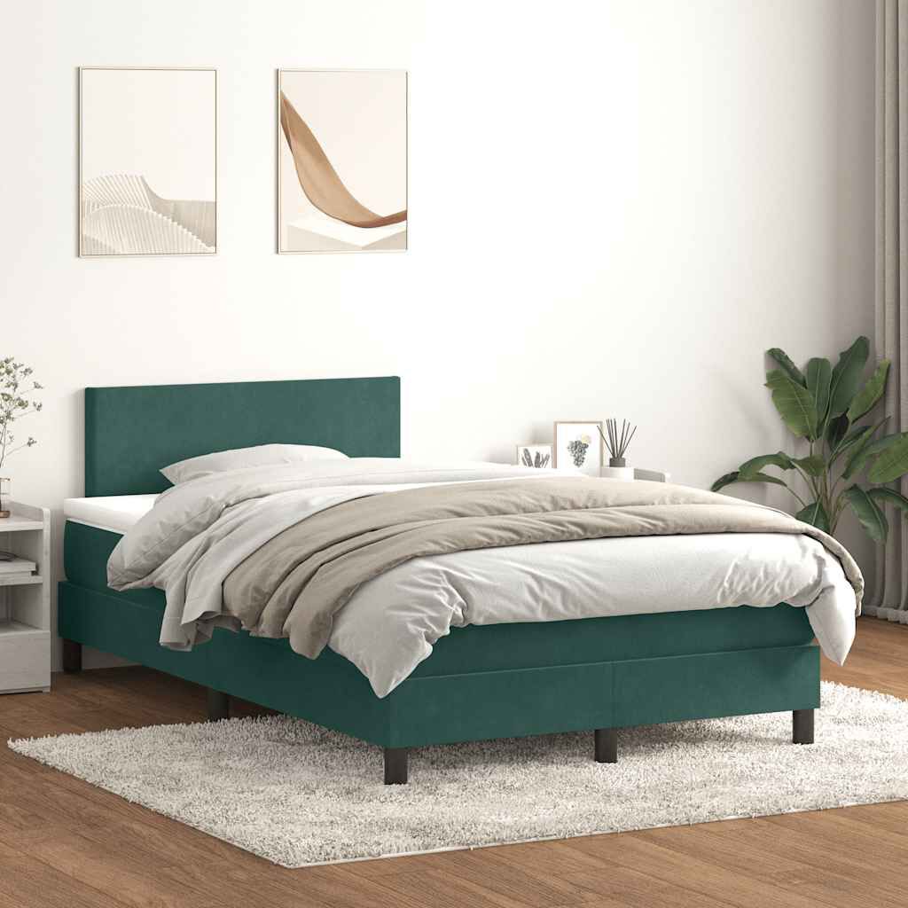 vidaXL Boxspring met matras fluweel donkergroen 120x210 cm