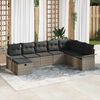 vidaXL Tuin Sofa Set met kussen met opslag 8 pcs Grijs Poly riet